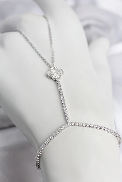 SORA GROUP Silver Color Brass Laser Clover Model Zircon Stone Shahmeran