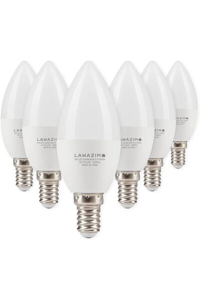 Lawazim شمعة LED بقوة 5 واط طراز C37 E14 - عبوة من 6 قطع، 6500 كلفن ضوء نهاري...