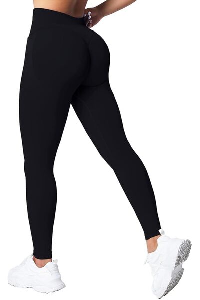 GENERAL Womens Yoga Pants Seamless Mid High Waisted Tummy Control Butt Liftin...
