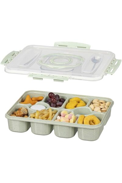 Generic Box with Lid & Handle, 10 Compartments Divided Food Serving Tray, Por...