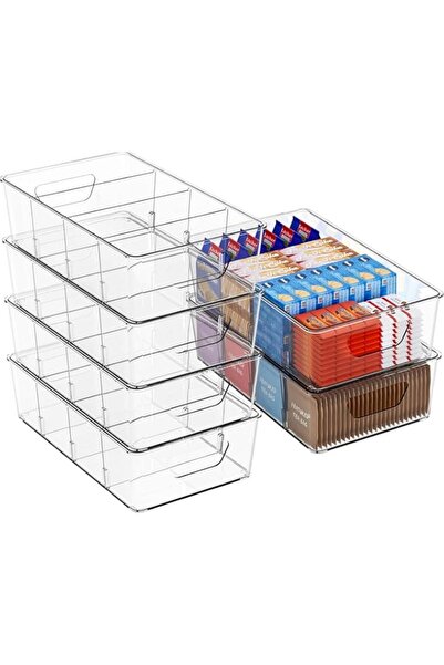 Generic 6 Pack Stackable Clear Snack Organizer, Fridge Organizer Bins for Kit...