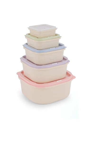 Generic 5pcs Plastic Storage Box Set RF12180 Food Storage Square Containers S...