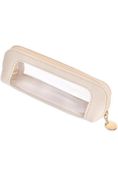 Tazweeq Small Clear Makeup Bag, PU Leather Travel Makeup Brush Case, Waterpro...