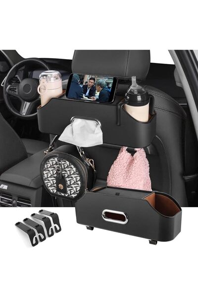 Tazweeq Car Back Seat Organizer with 2 Drink Cup Holder,Tissue Box and Storag...