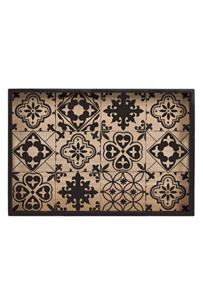 OEM Wooden Serving Tray with Black Patterns 41x28x3.5cm