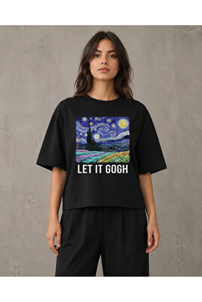 fingerjewerly Let It Gogh Van Gogh Starry Night Printed Oversize T-Shirt Unis...