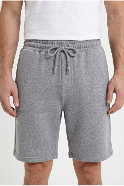 Sizce Men's Gray Pique Shorts Bermuda Double Leg Comfortable Fit