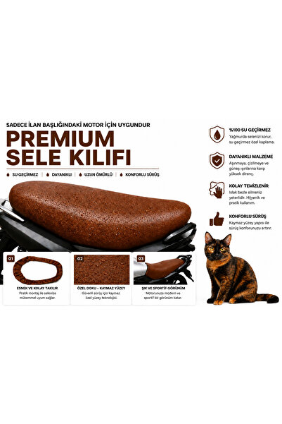 beneficio Honda Spacy 110 1 Premium Kahverengi Suni Deri Sele Kılıfı Su Geçir...