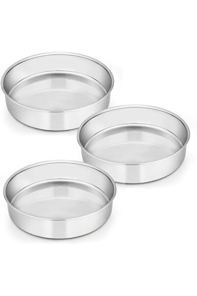 Generic 8 Inch Cake Pan Set of 3, Stainless Steel Round Layer Cake Baking Pan...