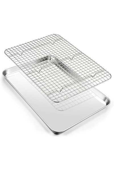 Generic Joyfair 16 Inch Baking Pan with Rack Set, Stainless Steel Oven Sheet ...