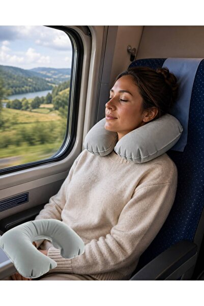 pınaxar Inflatable Neck Support Pillow for Airplane Bus Car Comfortable Trave...