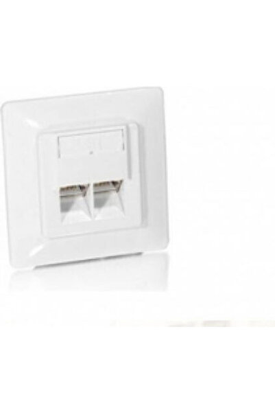 EQUIP Διπλή Πρίζα Δικτύου RJ45 με Πλαίσιο Τύπου Cat5 σε Λευκό Χρώμα 125721