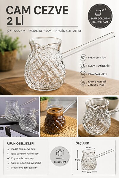 kumkumticaret Set of 2 Glass Coffee Pots – Heat-Resistant Glass Coffee Pots, ...