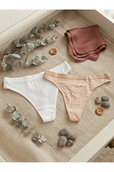 VERO SOGNO 2'li Tanga Likra Pamuklu String Sexi Kadın Külot Brayt
