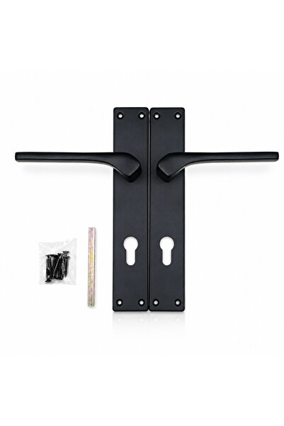 Generic Matte Black Door Handles on Backplate Set – Modern Curved Lever on Ba...