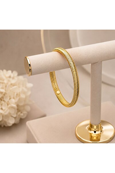 ELANORAFORYOU Gold Twisted Steel Bracelet – Modern Design Women's Bracelet