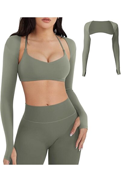 GENERAL YEOREO Women Crop Top Long Sleeve Bolero Open Front Workout Cropped S...