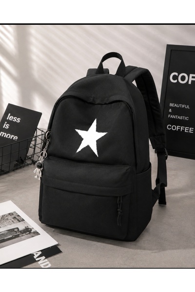 eyonnwear Black White Star Star Design Harajuku Y2K Backpack