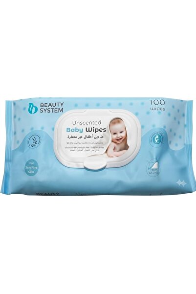 BEAUTY SYSTEM Baby Wipes, Unscented, 100 Count, Sensitive Skin, Pure Water Fo...