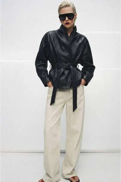 Sun Queen New Season Zw Collection Soft Textured Leather Jacket