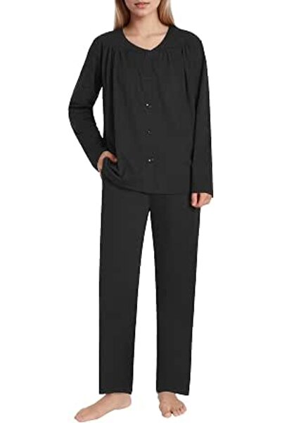 Latuza Women's Cotton Pajamas Set Soft Long Sleeve Button Down Pajama Set