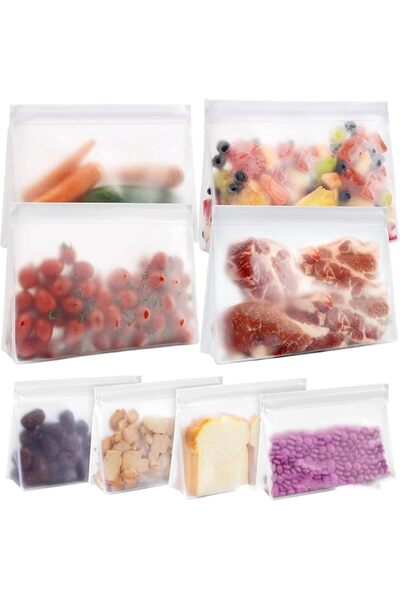 NALACAL 8 Pack Dishwasher Safe Reusable Storage Bags (4 Half Gallon Freezer B...