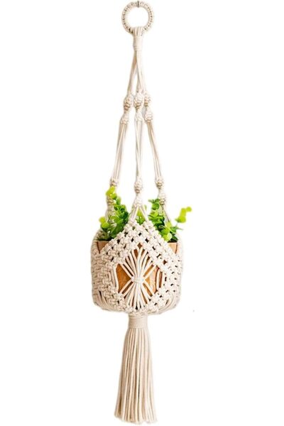KASTWAVE Handmade Macrame Tassels Plant Hangers, Boho Hanging Planter Baskets...