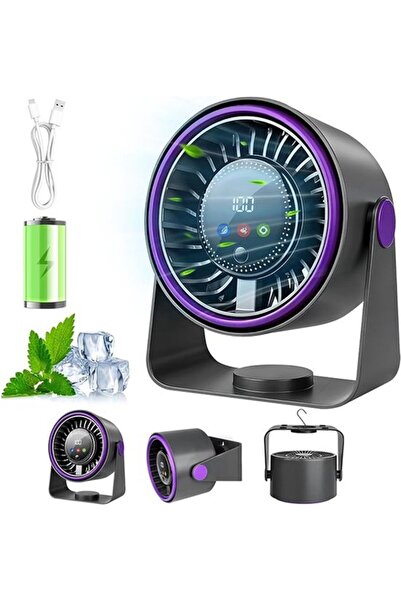 Morvena Picks Ventilator de masă silențios - Ventilator portabil 3-în-1 - Bat...