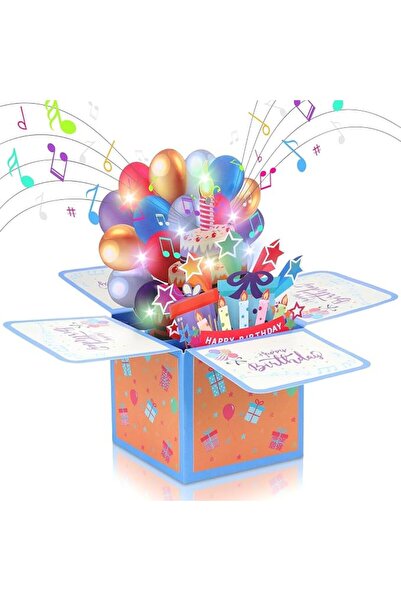 TERRIFI Pop Up 3D Birthday Card – Lights & Music with Blowable LED Candle, Un...