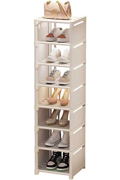 Yelajoy 8 Tier Shoe Rack, 27 x 26 x 124 cm Vertical Stackable, Compact Footpr...