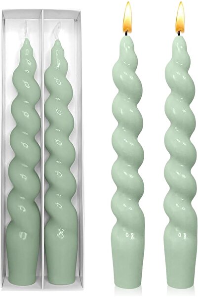 THE WHITE SHOP Spiral Taper Candles Set of 2 – 7.5 Inch Candle Stick, Handmad...