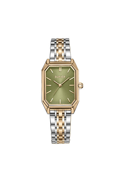 Burker Damenuhr Isabell Gold Silber Olivgrün 29 mm