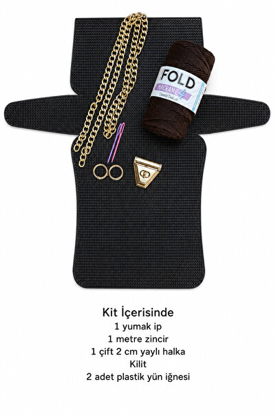 BD fold yarn Kanvas Çanta Örgü Kiti Acı Kahve No.4 45x21 cm Kanvas - Polyeste...
