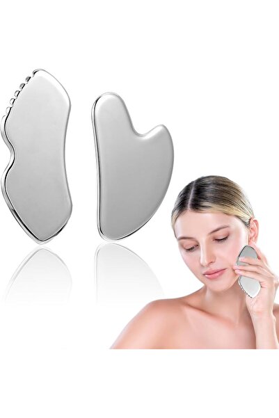 Bukela 2Pcs Stainless Steel Gua Sha Tools, Lip-Shape & Heart-Shape Scrapers f...
