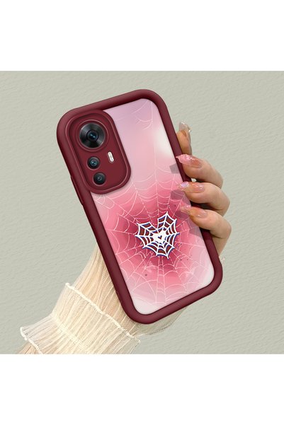 CHICASELUX Redmi K50 Ultra Compatible Pink Gradient Heart Spider Web Pattern ...
