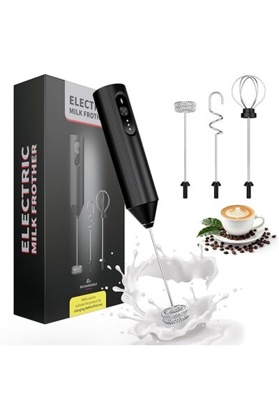 Firelex Handheld Milk Frother with 3 Interchangeable Heads, Portable Drink Mi...