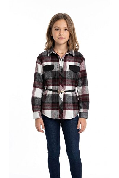 ADA YILDIZ KİDS Girl's Checkered Shirt with Belt Detail 8/12 Years