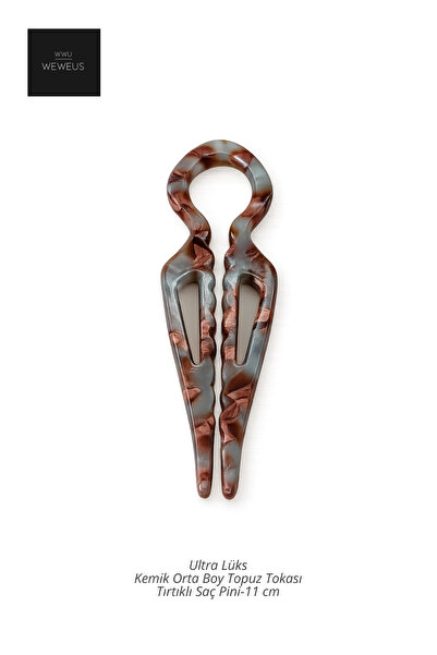 Weweus Green Coffee Color Premium Bone Bun Hair Clip-Hair Pin 11 cm