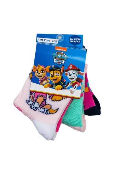 Sun City Fashion Group Σετ 3 ζευγάρια κάλτσες "Paw patrol" σομόν