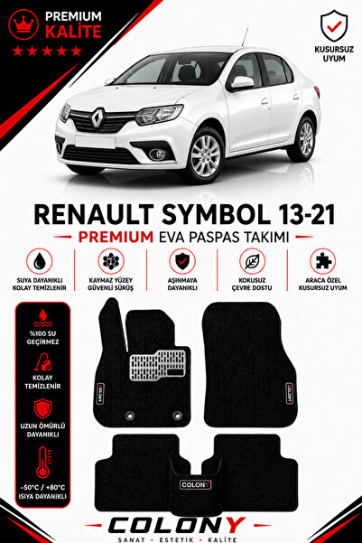COLONY Renault Symbol (2013-2021) Uyumlu EVA Paspas Tam Set–Araca Özel,Kolay ...