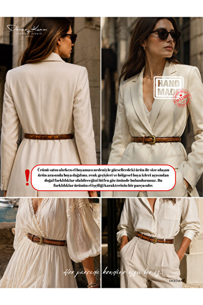 DERİMAY Women's Luxurious & Elegant 2 cm Handcrafted Bohemian Belt with Hand-...