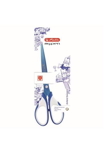 Herlitz Nůžky My.Pen s ostrými hroty, 18 cm, modro-bílé, blistr, Herlitz, 18 cm