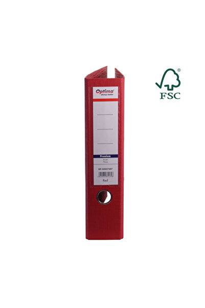 Optima Biblioraft A4, Plastifiat Pp/Pp, Margine Metalica, 75 Mm, Premium - Rosu