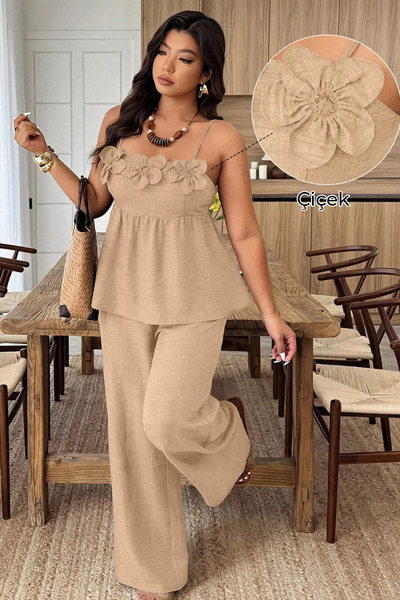 Aryena Stone Women's Adjustable Strap Blouse with Rose Figure and Elastic Wai...