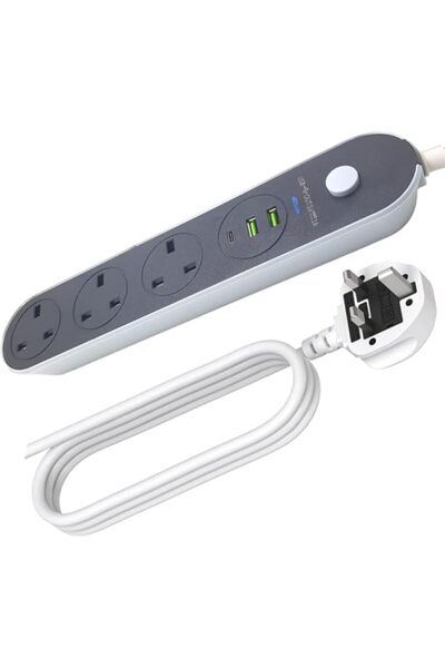 Generic Power Extension Cord, Multiplug Power Strip with 3 UK AC Outlets, 2 U...