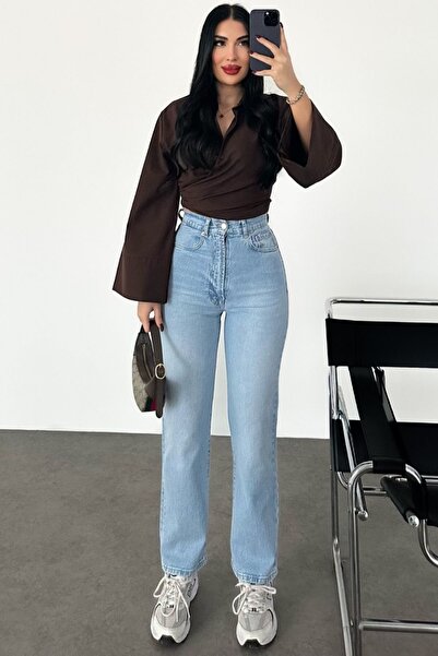 aura7 collection KG PREMİUM STRAİGHT BUZ MAVİSİ FİT JEAN