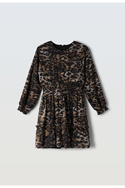 Evita Φόρεμα κορίτσι "Animal print" μαύρο