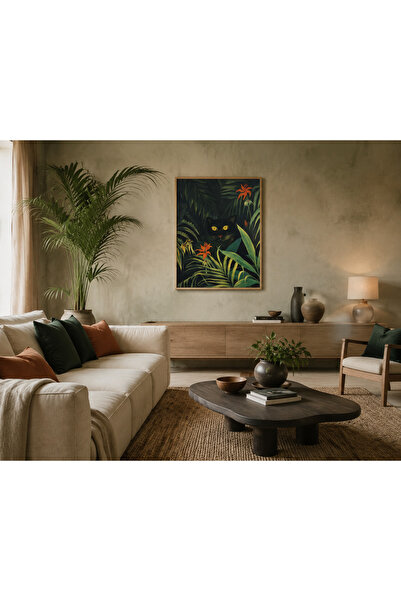 RDEKOR Pisica misterioasă din pădure – Pictură decorativă botanică tematică c...