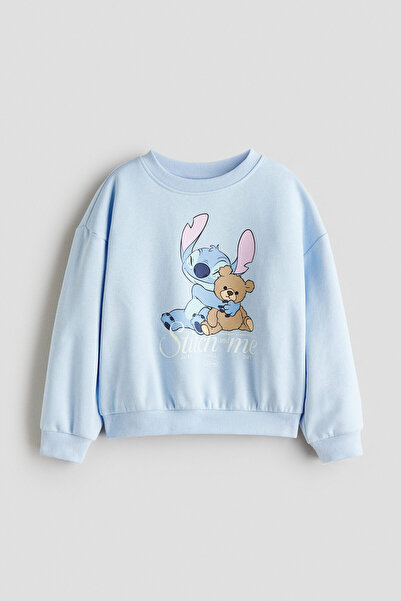 H&M Baskılı ve İçi Tüylü Sweatshirt