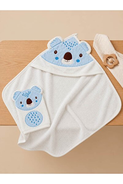 %100 Pamuk Bebek Bornoz Havlu + Kese Set I 0-2 Yaş